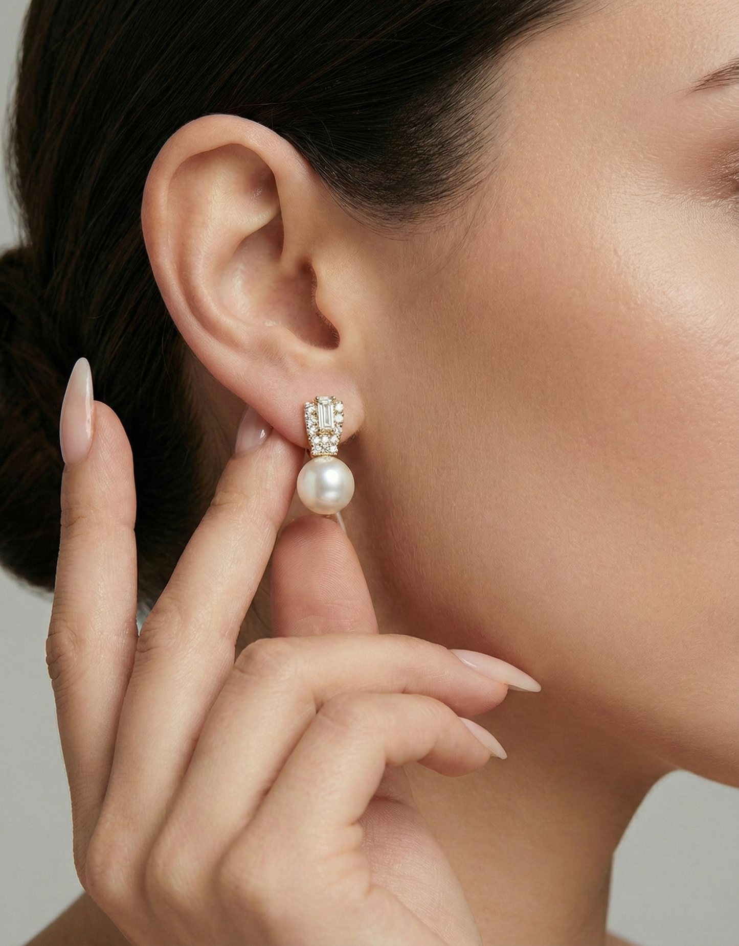 Silver-Tone Faux Pearl & Crystal Drop Earrings