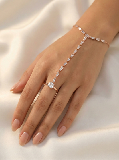 Rose Gold Baguette Crystal Hand Harness