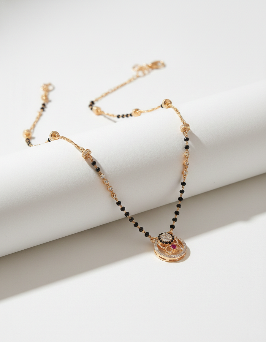 Round AD & Ruby Stone Mangalsutra