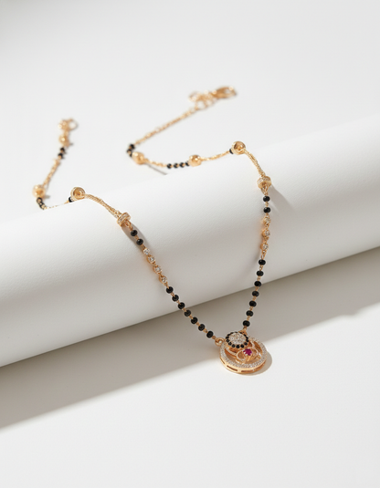 Round AD & Ruby Stone Mangalsutra