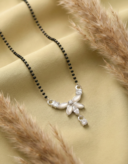 Silver/Rhodium Plated Floral Mangalsutra