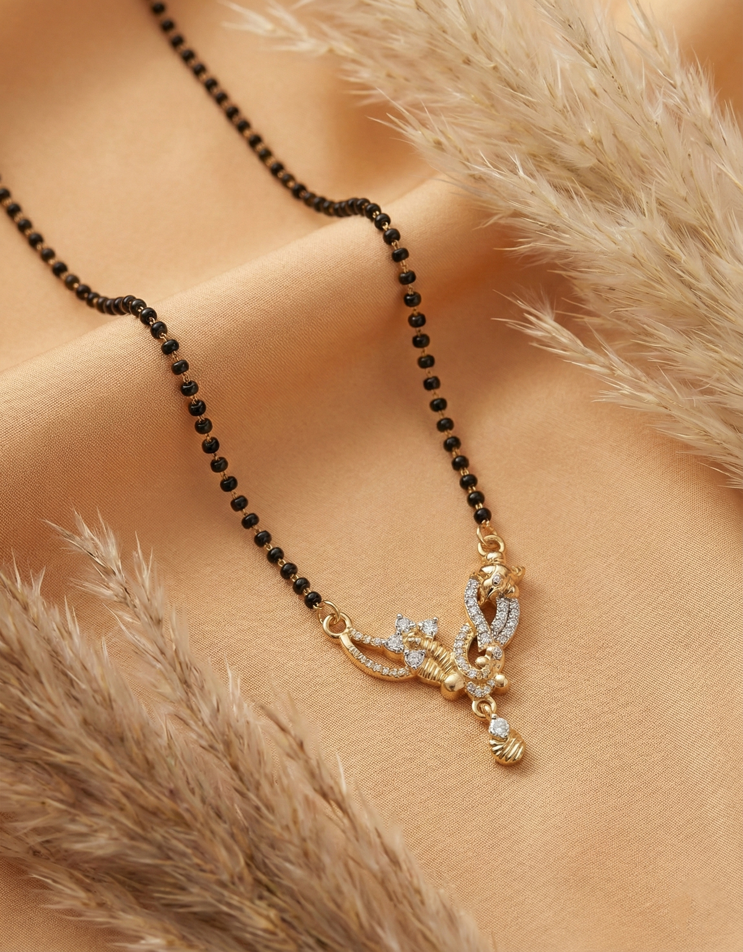 Floral Studded Gold-Plated Mangalsutra