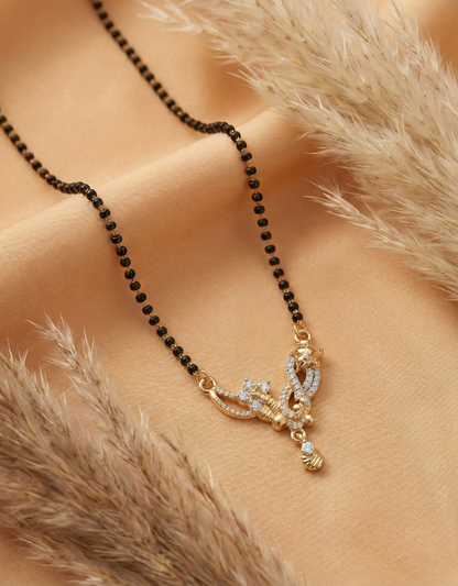 Floral Studded Gold-Plated Mangalsutra