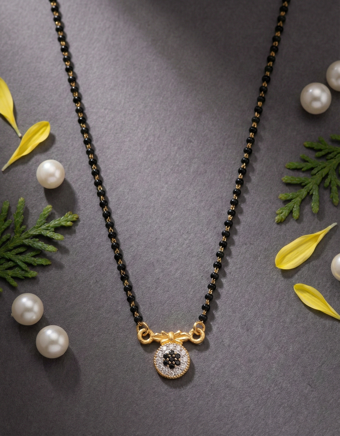 Circular Halo Pendant Mangalsutra