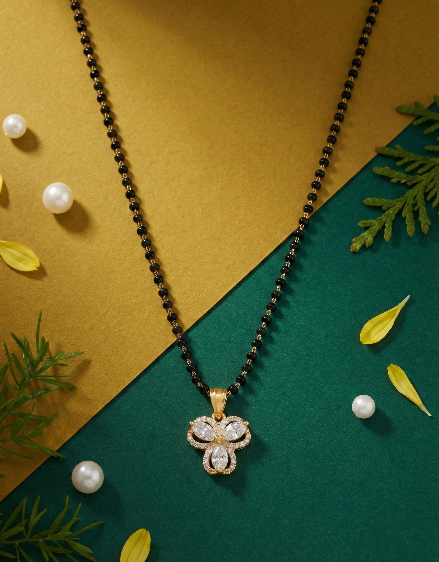 Three-Petal Stone Mangalsutra