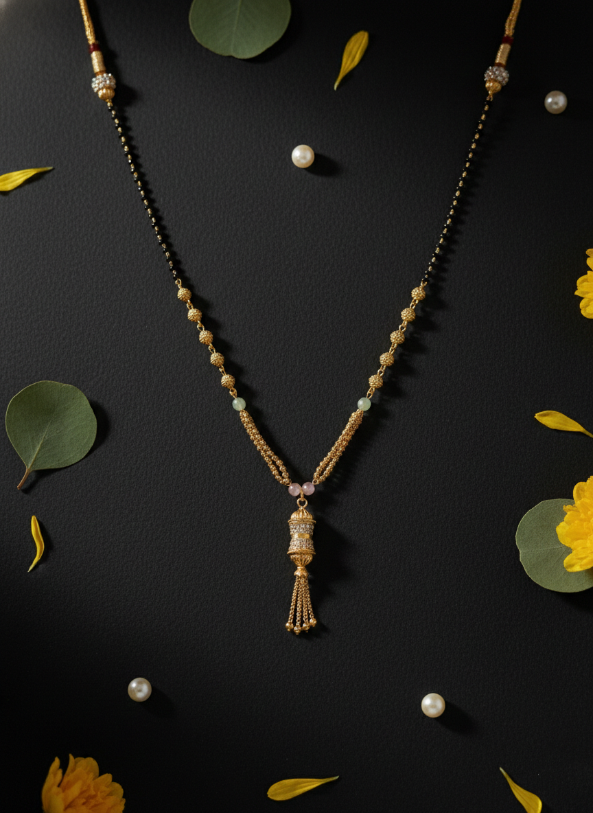Gold Balls & Tassel Pendant Mangalsutra