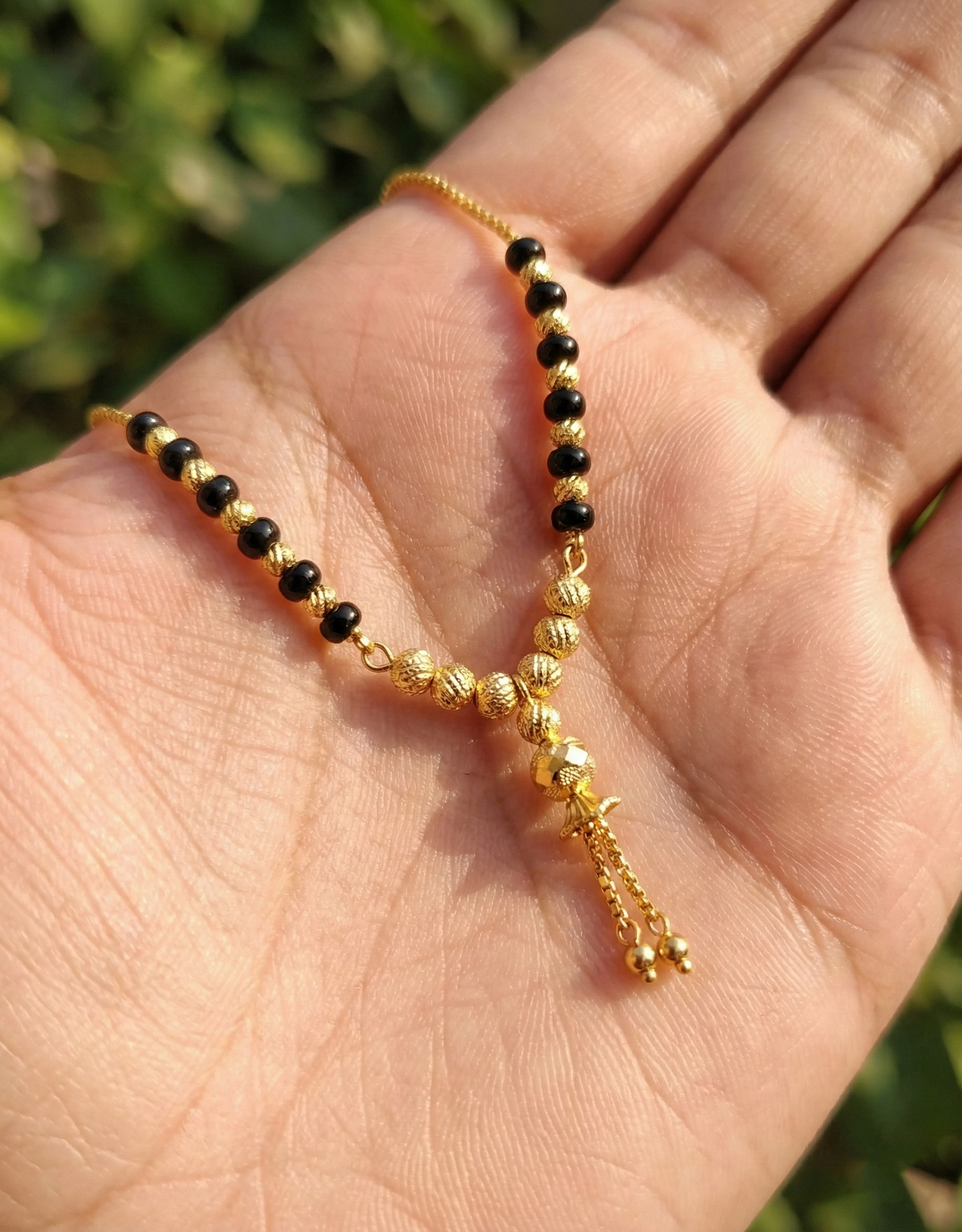 Minimalist Mangalsutra Chain with Gold Ball Drop