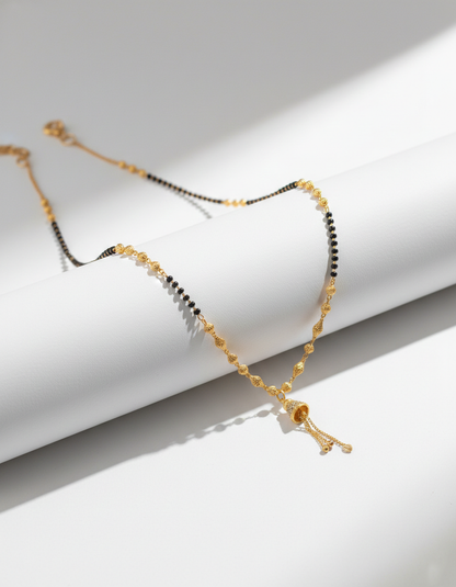 Black Bead Mangalsutra with Hanging Jhumki Pendant