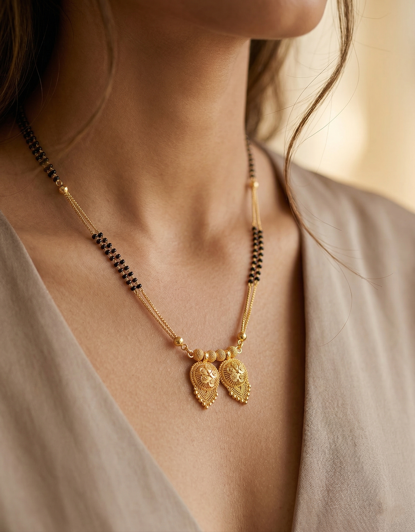 Traditional Gold-Plated Double Vati Mangalsutra