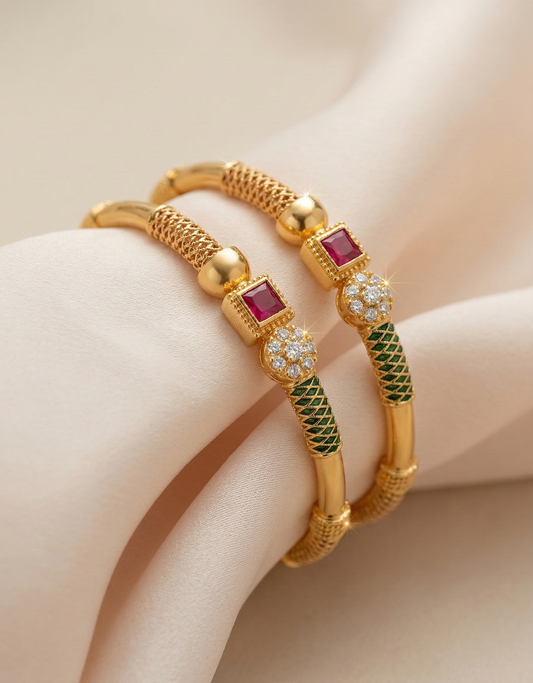 Elegant  Festive Bangles with AD & Enamel Work
