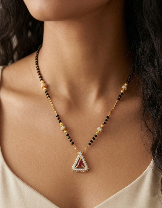 Modern Triangle Ruby Mangalsutra