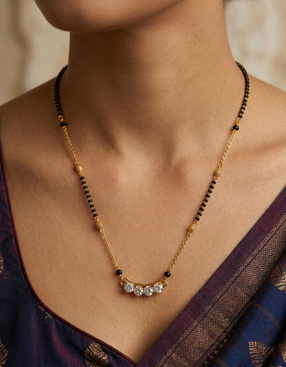Curved Diamond Mangalsutra