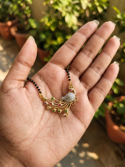 AD & Gemstone Peacock Mangalsutra