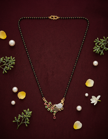 AD & Gemstone Peacock Mangalsutra