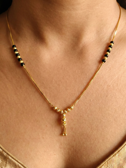Minimalist Mangalsutra Chain with Gold Ball Drop