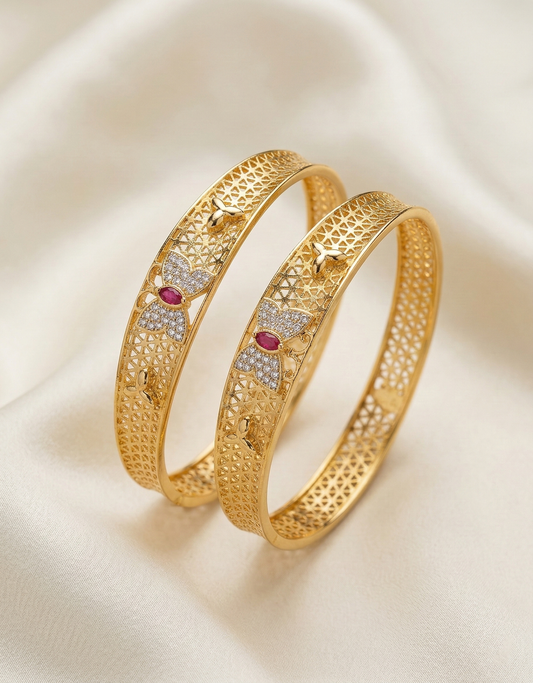 Gold Filigree Butterfly Bangles