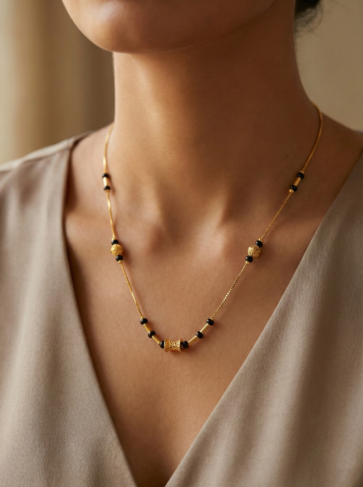 Short Mangalsutra Chain with Drum Pendant