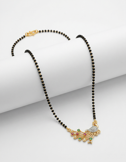 AD & Gemstone Peacock Mangalsutra