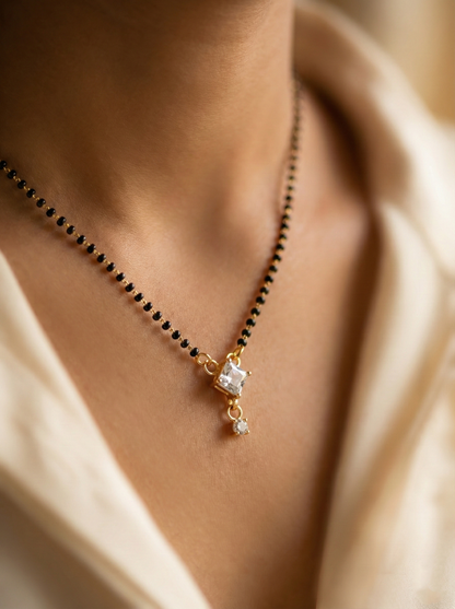 Solitaire Square Stone Short Mangalsutra