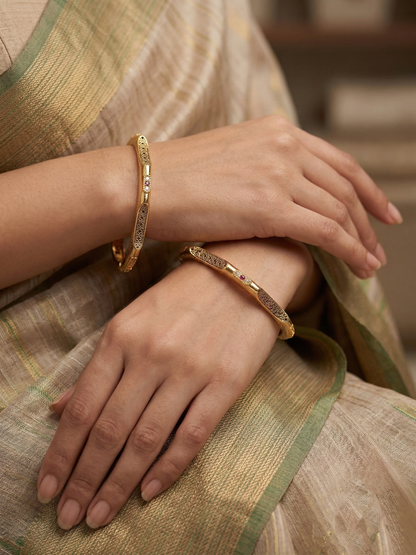 Filigree Bangles with Ruby & Stones